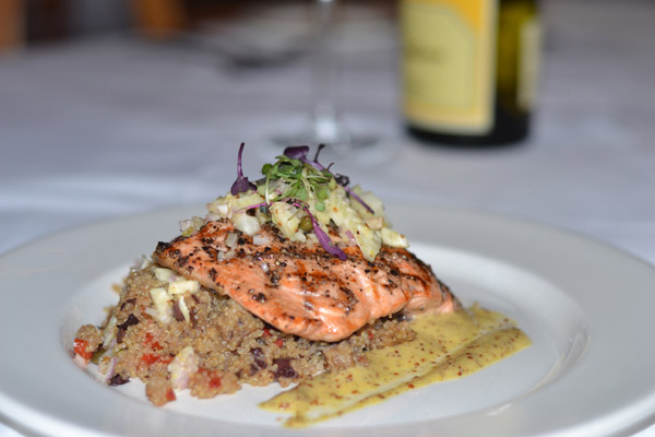 Grilled Salmon & Eggplant Quinoa at Red Fish Grill