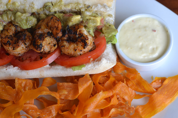 Grilled Shrimp & Blackened Avocado Poboy at Red Fish Grill