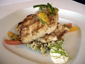 Grilled Gulf Fish With Pumpkin Seed Couscous And La Citrus Salad